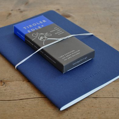 Notizbuch mit Tiroler Edle* Schokolade – blau
