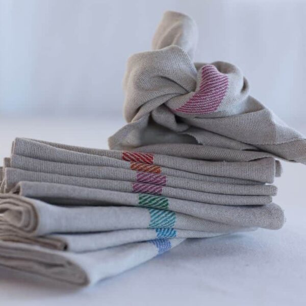 Serviette handgewoben grau/natur
