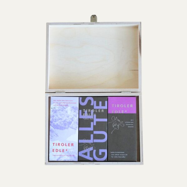 3 x Tiroler Edle ALLES GUTE – Holzbox
